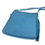HERMES Shoulder Bag Crossbody pochette bag tudu fringe leather blue Women Used Authentic