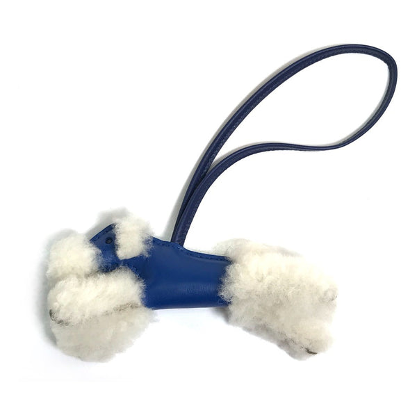 HERMES Bag charm bags bag accessories Fox terrier Buddy charm Cotton / Mouton / Anion Blue Safir unisex(Unisex) Used Authentic