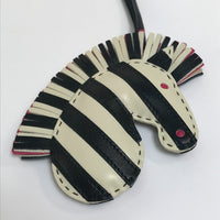 HERMES Bag charm bag strap key chain zebra Gee Gee Savannah Charm Anyo Miro Black x white unisex(Unisex) Used Authentic
