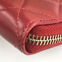 CHANEL Long Wallet Purse Zip Around long wallet Matrasse With logo lambskin Ａ80979 Red Women Used Authentic