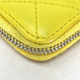 CHANEL Long Wallet Purse Zip Around long wallet Matrasse CC COCO Mark lambskin yellow Women Used Authentic