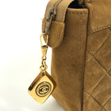CHANEL Handbag Bag WChain pouch bag Coco Charm Matrasse suede Brown Women Used Authentic