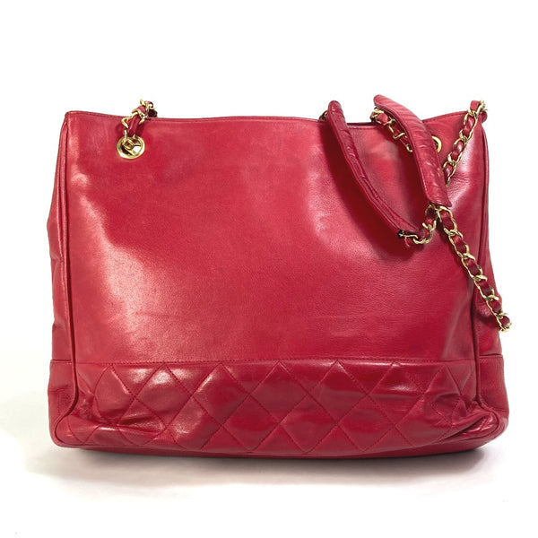 CHANEL Shoulder Bag WChain bag vintage quilting matelasse leather Red Women Used Authentic