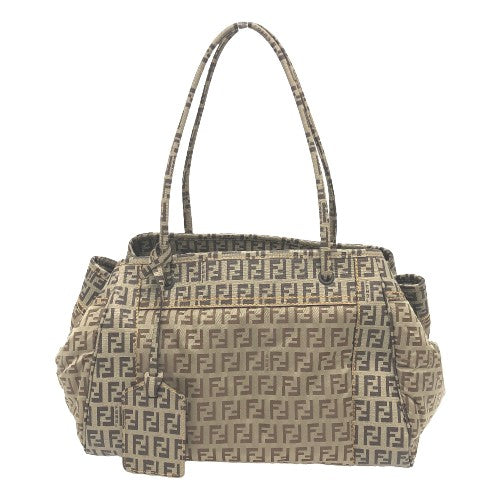 FENDI Handbag Bag Zucchino PVC / nylon 8BN174 beige Women Used 100% authentic
