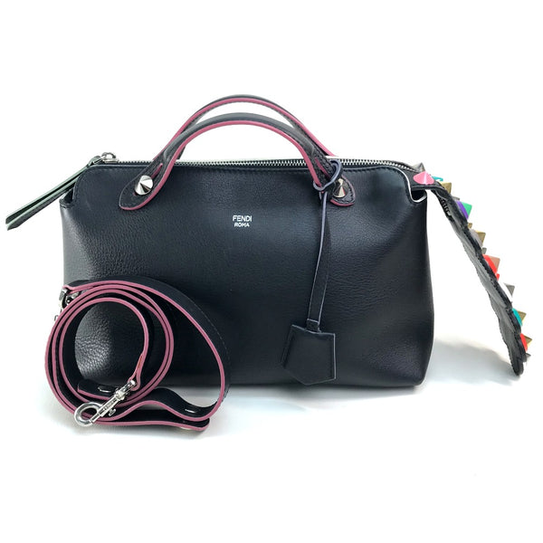 FENDI Shoulder Bag Bag 3WAY Handbag Crossbody By the way medium Shoulder Bag leather 8BL124 Black x pink Women Used Authentic