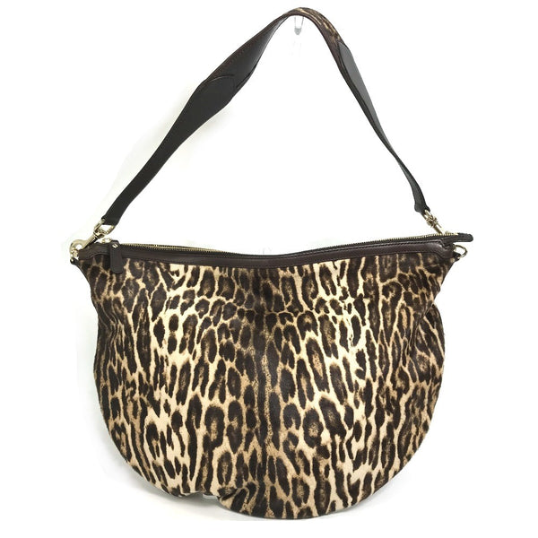 GUCCI Shoulder Bag Bag Tote Bag large capacity Leopard One handle Harako / Leather 243308 Dark brown unisex(Unisex) Used Authentic