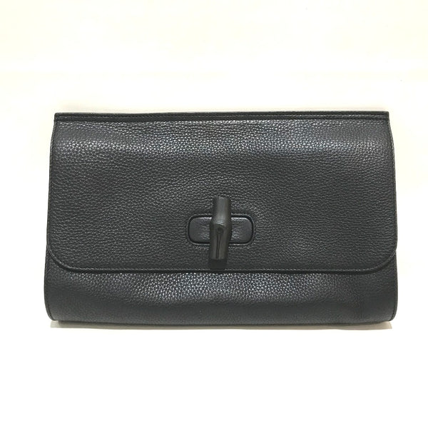 GUCCI Clutch bag bags men women bamboo clutch Clutch bag Bamboo / leather 387220 black unisex(Unisex) Used Authentic