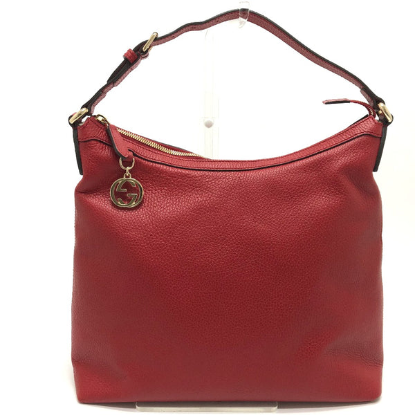 GUCCI Shoulder Bag Bag one belt leather 449711 Red Women Used Authentic
