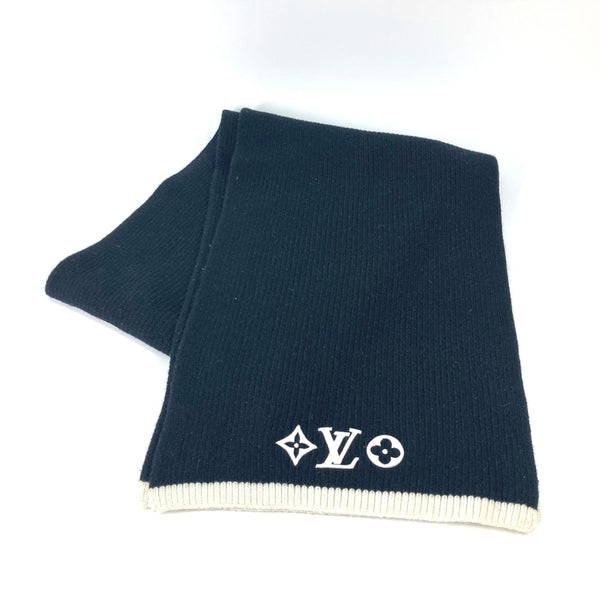 LOUIS VUITTON Scarf Logo by color Muffler/LV Headline wool M77928 black Women Used Authentic