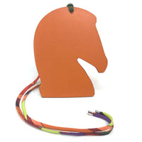 HERMES charm bag horse ornament Samarkand Chevre / Silk Pink purple / orange Women Used Authentic