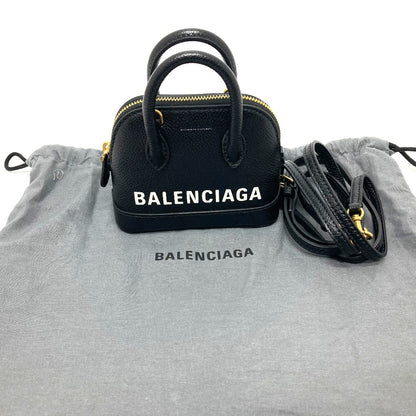 BALENCIAGA Shoulder Bag Bag 2WAY handbag logo Villetop leather 639756 black Women Used Authentic