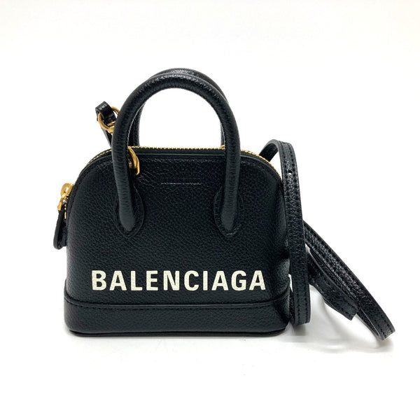 BALENCIAGA Shoulder Bag Bag 2WAY handbag logo Villetop leather 639756 black Women Used Authentic