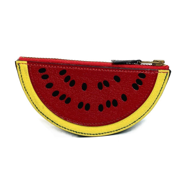 HERMES Coin case Coin Pocket accessory case watermelon leather red x yellow x green unisex(Unisex) Used Authentic
