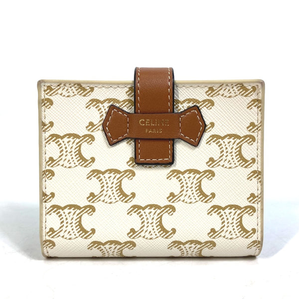 CELINE Folded wallet Macadam Triomphe Wallet PVC / Leather White / brown Women Used Authentic