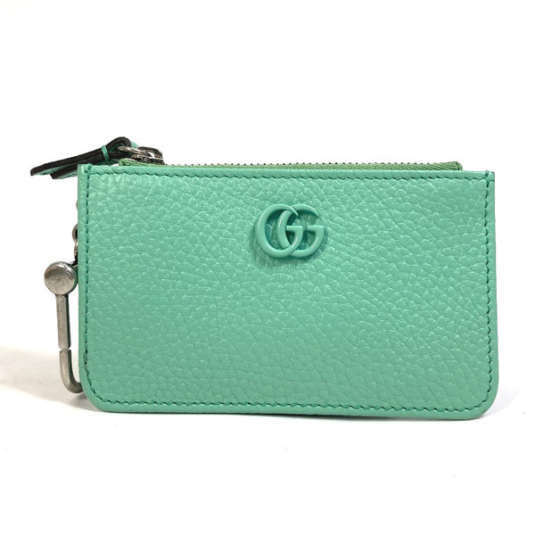 GUCCI Coin case Card Case GG Marmont leather 701070 Green system Women Used Authentic
