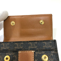 CELINE Trifold wallet Compact wallet Triomphe Small trifold PVC / Leather Brown Women Used Authentic