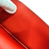 HERMES Long Wallet Purse 2-fold long wallet HMetal Beansufla Epsom Red Women Used Authentic
