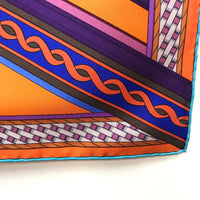 HERMES scarf Concours detriers Carre 90 silk orange x purple x blue Women Used Authentic