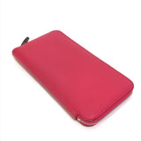HERMES Long Wallet Purse Zip Around Long wallet Azap long silk in Epsom Pink Women Used Authentic
