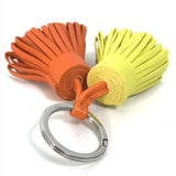 HERMES key ring Bag charm key ring fringe Carmen Unodos Anyo Miro Orange x yellow Women Used Authentic