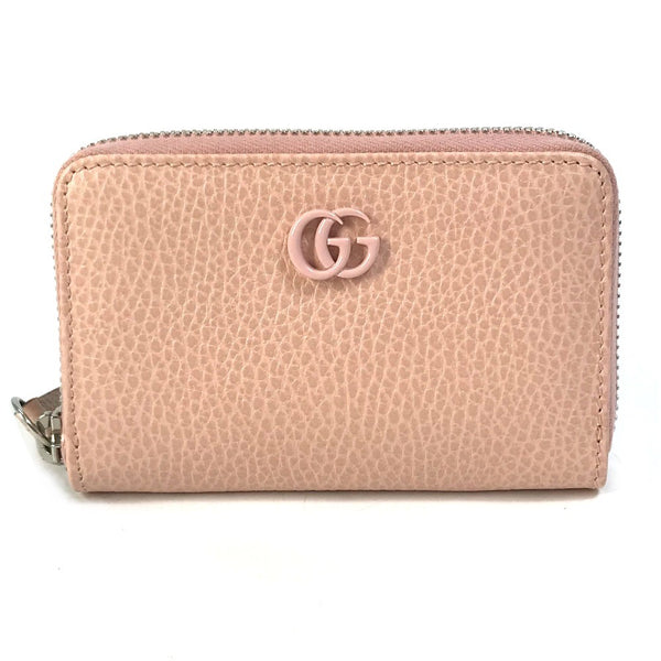 GUCCI Card Case Wallet Coin case Coin Pocket GG Marmont Double G leather 644412 pink Women Used Authentic