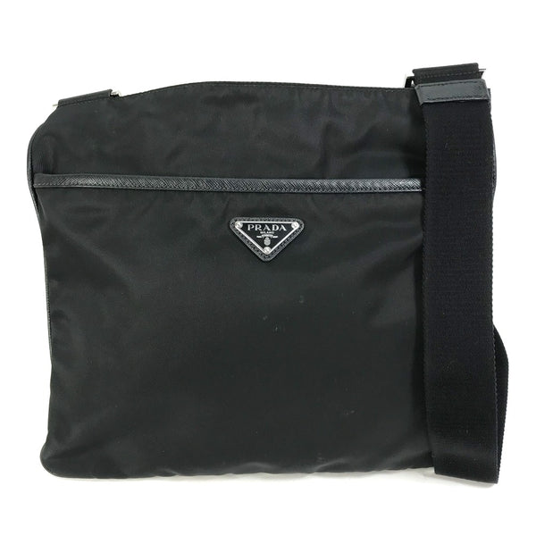 PRADA Shoulder Bag bag Crossbody crossbody Triangle logo flat Nylon black unisex(Unisex) Used Authentic