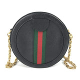 GUCCI Shoulder Bag Pochette Crossbody Chain Bag Shelly line GG Ophidia mini round leather 550618 black Women Used Authentic