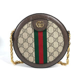 GUCCI Shoulder Bag Sherry Line Chain Crossbody Ophidia GG Supreme GG Mini Round Shoulder Bag leather 550618 Brown Women Used Authentic