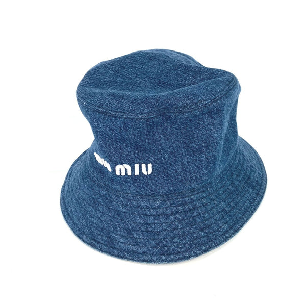 MIUMIU hat Hat Hat Bucket Hat Bob Hat denim logo cotton 5HC196 blue Women Used Authentic