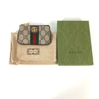 GUCCI Key case Key holder  Coin case Coin Pocket Wallet with key hook GG Supreme Ofidia GG Supreme Canvas 671722 beige Women Used Authentic