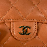 CHANEL Trifold wallet Compact wallet CC COCO Mark Matrasse quilting lambskin AP0230 Orange Women Used Authentic