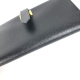 HERMES Long Wallet Purse Two fold Long wallet Bean Epsom black Women Used Authentic