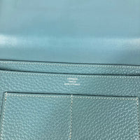HERMES Long Wallet Purse Coin Pocket with Coin case Long wallet Dogon Duo GM Togo blue Women Used Authentic
