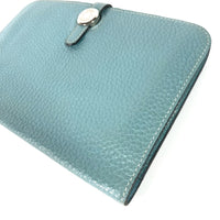 HERMES Long Wallet Purse Coin Pocket with Coin case Long wallet Dogon Duo GM Togo blue Women Used Authentic