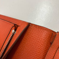 HERMES Long Wallet Purse Two fold HMetal Beansufla Epsom Orange Women Used Authentic