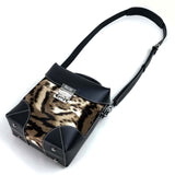MCM Shoulder Bag Bag 2WAY Logo Lock Metal Leopard leopard print Harako / Leather MWR8ABF30EG001 Beige x black Women Used Authentic