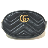 GUCCI Waist bag bag belt bag GG Marmont quilted body bag leather 476434 black Women Used Authentic