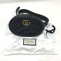 GUCCI Waist bag bag belt bag GG Marmont quilted body bag leather 476434 black Women Used Authentic