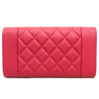 CHANEL Long Wallet Purse Two fold CC COCO Mark Matrasse Mademoiselle Caviar skin A80971 pink Women Used Authentic