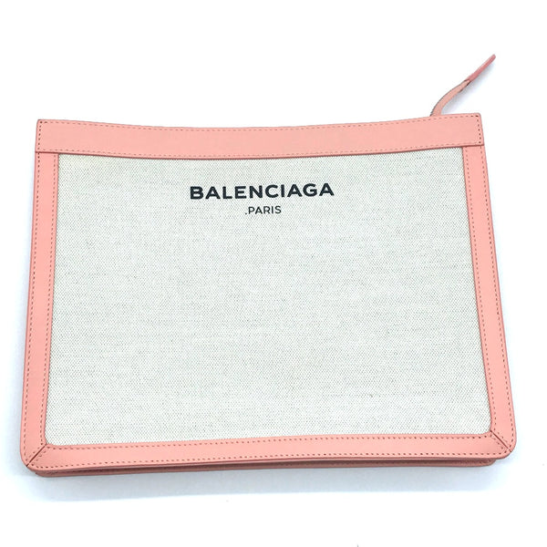 BALENCIAGA Clutch bag bag business bag Men's Women Classic Canvas / leather 410119 Natural x pink unisex(Unisex) Used Authentic