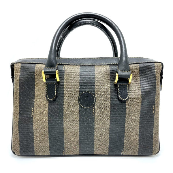 FENDI Handbag Bag Pecan Mini Boston type PVC / Leather Brown x Black Women Used Authentic