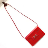 GUCCI Shoulder Bag Bag 2WAY clutch bag vintage Old Gucci leather 004-01-0476 Red x Gold Metal Women Used Authentic