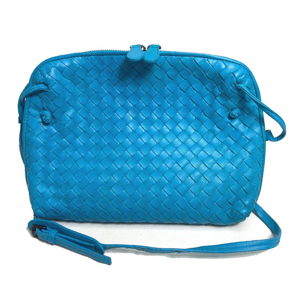 BOTTEGAVENETA Shoulder Bag bag pochette INTRECCIATO Nodini Lamb leather 245354 blue Women Used Authentic