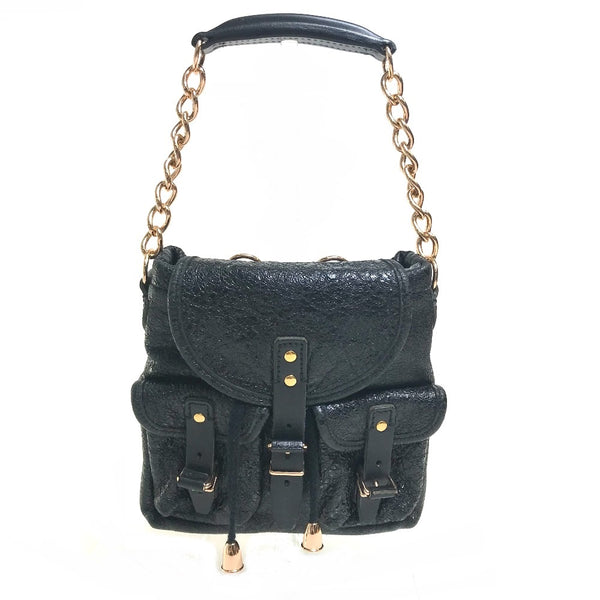 BALENCIAGA Handbag bag mini bag One handle Chain Embossed leather 128520 black Women Used Authentic