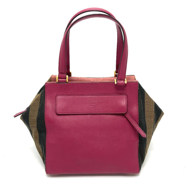 FENDI Handbag Bag Boston Duffel bag Pecan Leather / canvas 8BN251 brown x purple Women Used Authentic