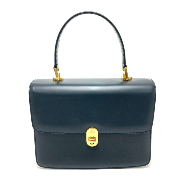 GUCCI Handbag bag vintage turn lock sideline Handbag leather 000.109.0121 Navy Women Used Authentic
