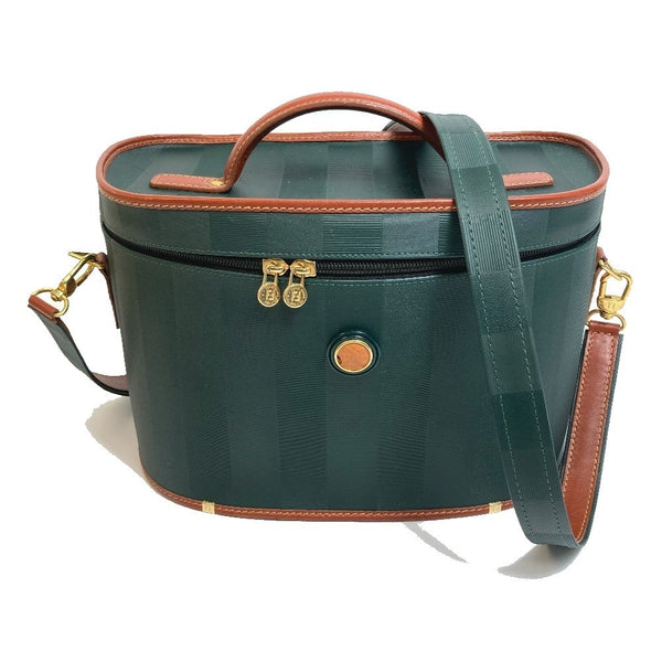 FENDI Vanity bag Bag 2WAY Pecan bag Leather / PVC Green x brown Women Used Authentic