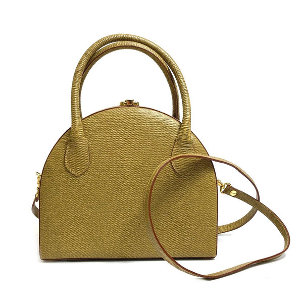 FENDI Handbag 2WAY Shoulder Bag Semicircular form leather Beige Women Used Authentic