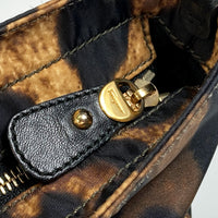 Salvatore Ferragamo Tote Bag Bag Gancini Leopard Leopard Pattern Nylon / leather Brown x black Women Used Authentic