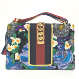 GUCCI Shoulder Bag bag ribbon Floral Silvi Small Velor / leather 421882 multicolor Women Used Authentic